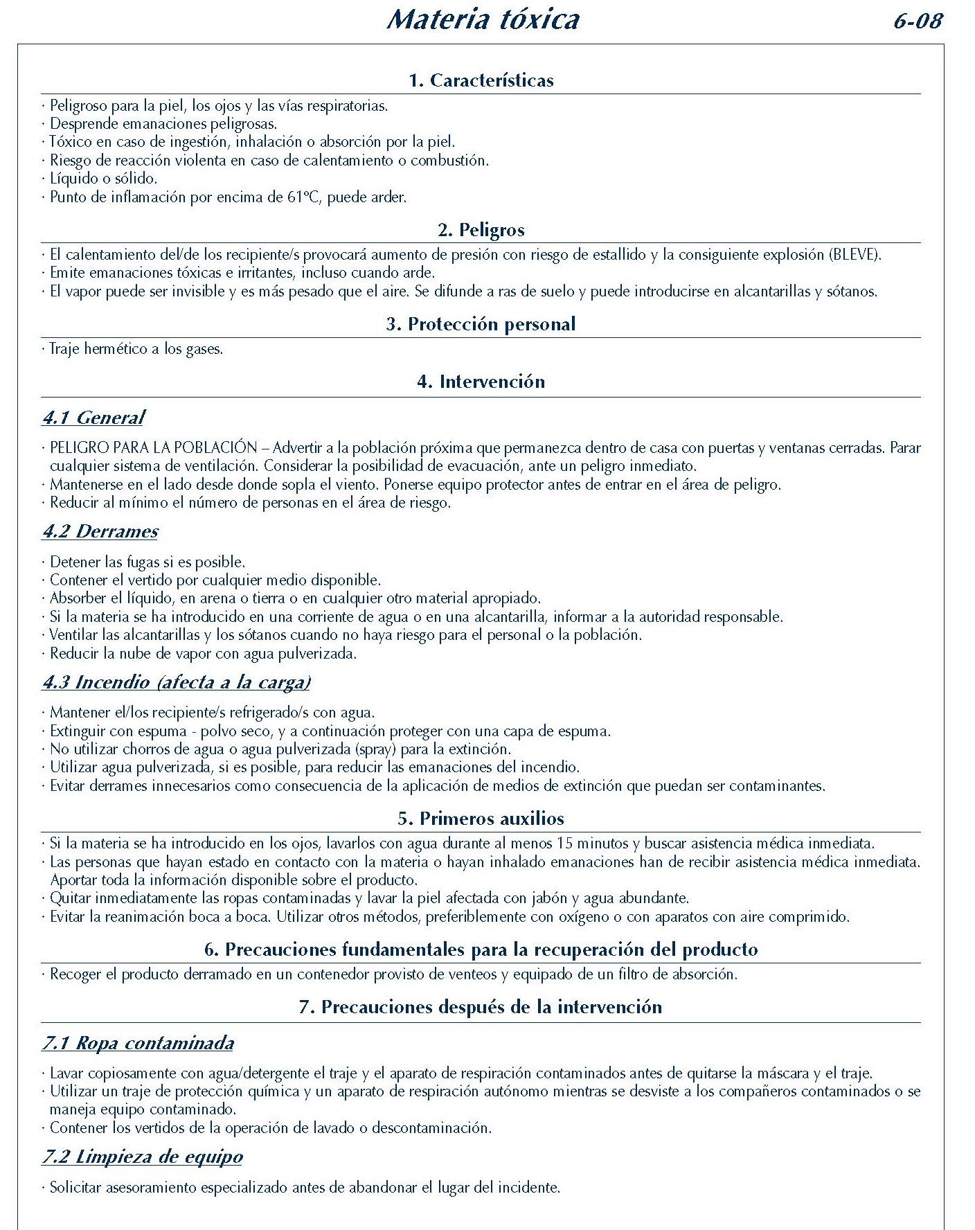 246 FICHA 6-08 MATERIA TOXICA FICHAS EMERGENCIA